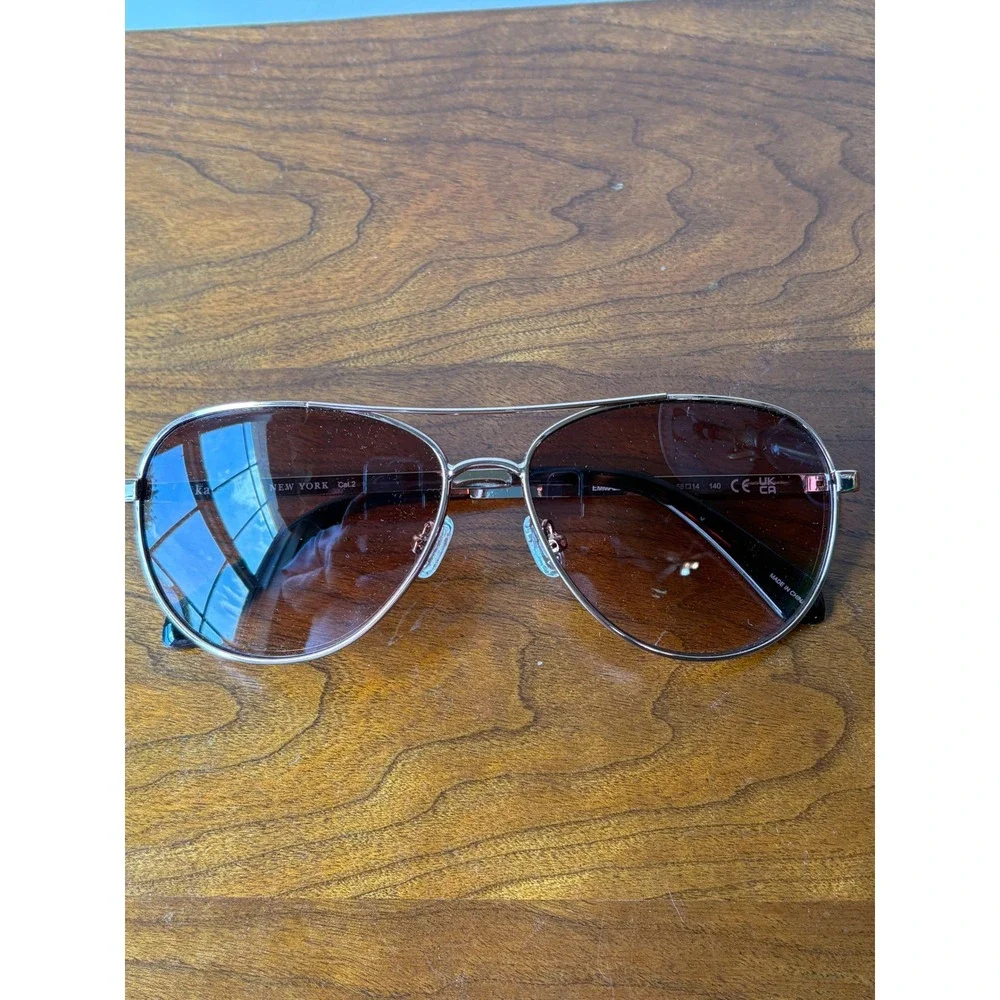 Kate Spade Emmaline/S Rose Gold Aviator Sunglasses Brown Gradient 000M2 58mm NEW